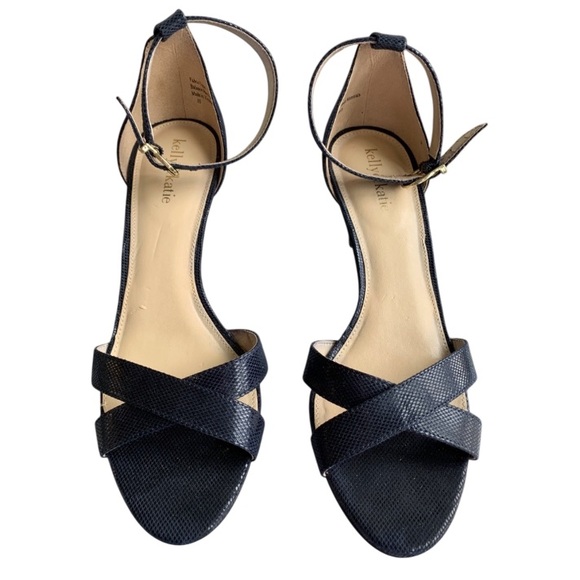 KELLY & KATIE High Heel Sandal Navy Blue With Ankle Strap 3” Heel Size 10 VGUC - Picture 2 of 16